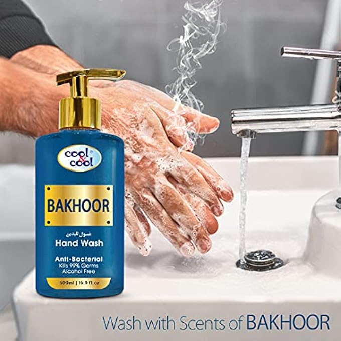 Cool & Cool ARABIC SERIES BAKHOOR HAND WASH -500ML - ANTIBACTERIAL, ALCOHOL-FREE, MOISTURIZING WITH VITAMIN E, 99% GERM-KILLING FORMULA - Image 4